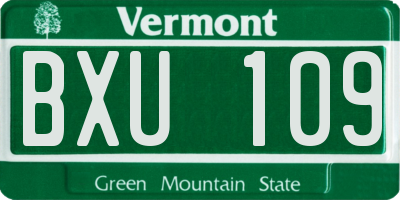 VT license plate BXU109