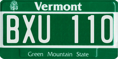 VT license plate BXU110