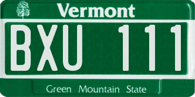VT license plate BXU111