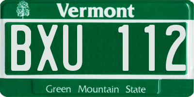 VT license plate BXU112