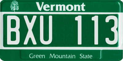 VT license plate BXU113