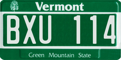 VT license plate BXU114