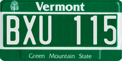 VT license plate BXU115