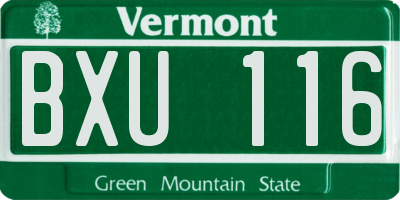 VT license plate BXU116