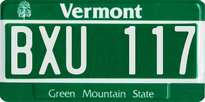 VT license plate BXU117