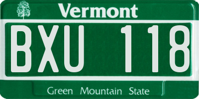 VT license plate BXU118