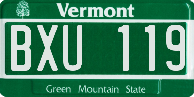 VT license plate BXU119