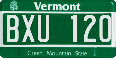 VT license plate BXU120