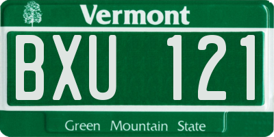VT license plate BXU121