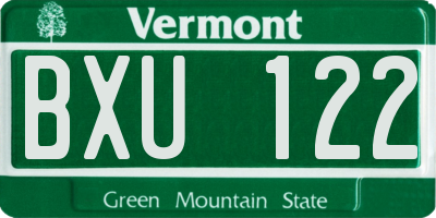 VT license plate BXU122