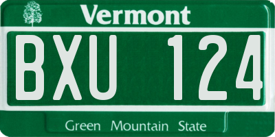 VT license plate BXU124