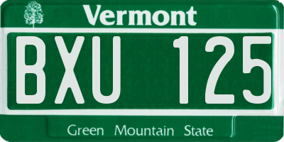 VT license plate BXU125