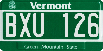 VT license plate BXU126