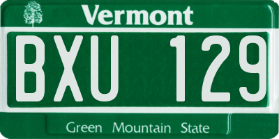 VT license plate BXU129