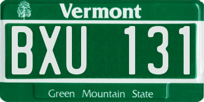 VT license plate BXU131