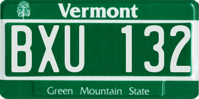 VT license plate BXU132