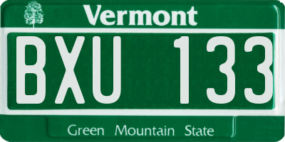 VT license plate BXU133