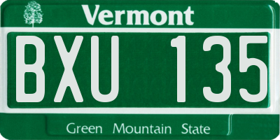 VT license plate BXU135