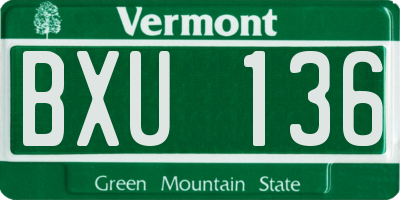VT license plate BXU136