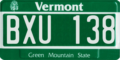 VT license plate BXU138