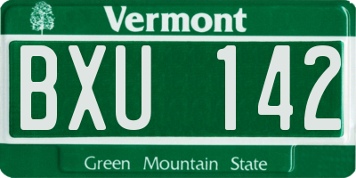 VT license plate BXU142