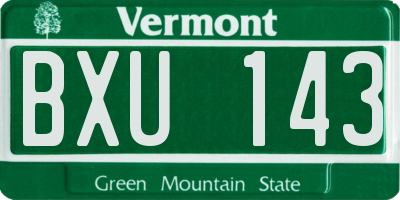 VT license plate BXU143