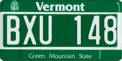 VT license plate BXU148