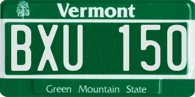 VT license plate BXU150