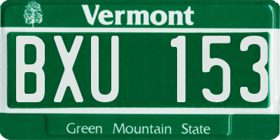 VT license plate BXU153