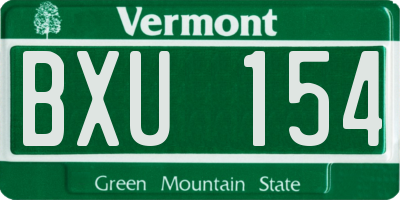 VT license plate BXU154