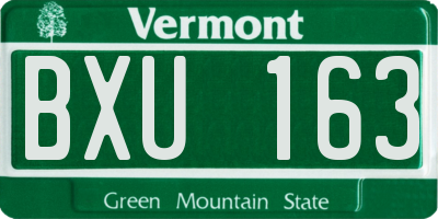 VT license plate BXU163