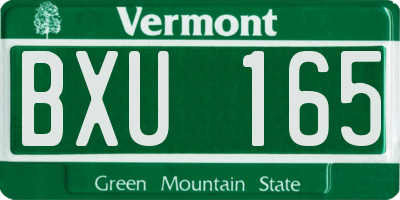 VT license plate BXU165