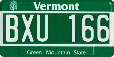 VT license plate BXU166