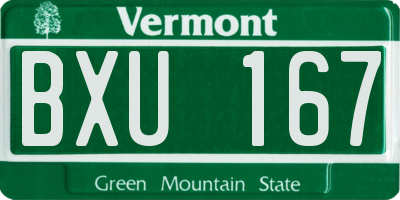 VT license plate BXU167