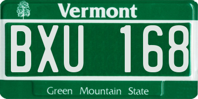 VT license plate BXU168