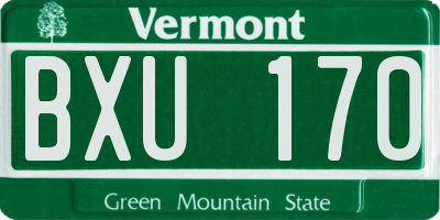 VT license plate BXU170