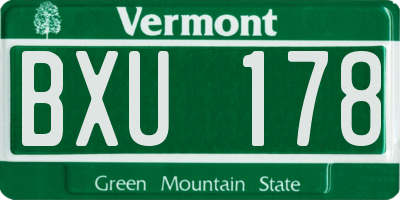 VT license plate BXU178