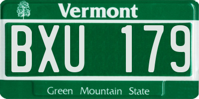 VT license plate BXU179