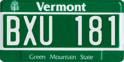 VT license plate BXU181