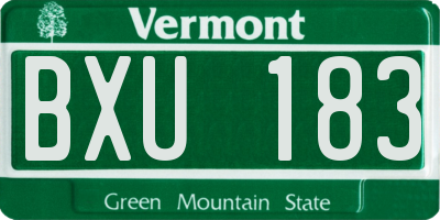 VT license plate BXU183