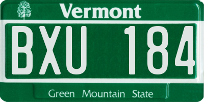VT license plate BXU184