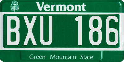 VT license plate BXU186