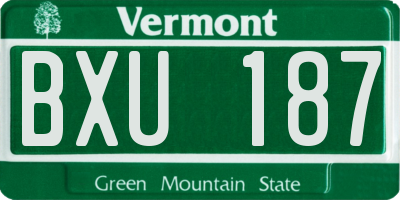 VT license plate BXU187