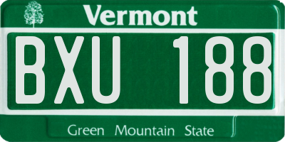 VT license plate BXU188