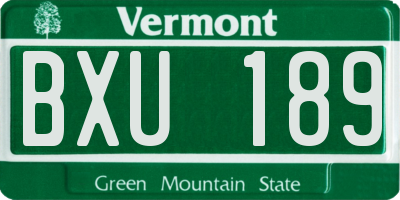 VT license plate BXU189