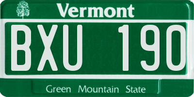 VT license plate BXU190