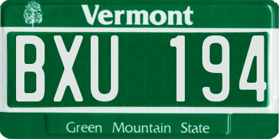 VT license plate BXU194