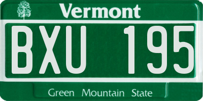 VT license plate BXU195