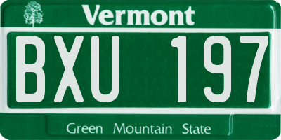 VT license plate BXU197