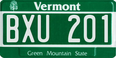 VT license plate BXU201